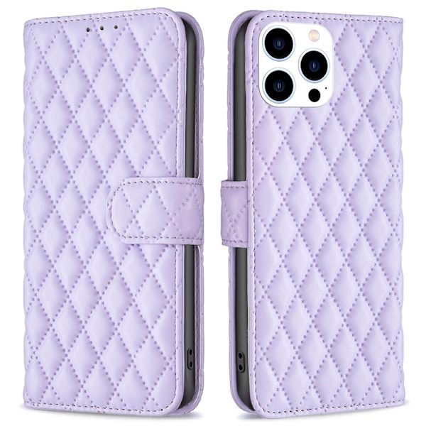 Rombemønster, matt flip-deksel for iPhone 16 Pro Max - Lilla Purple