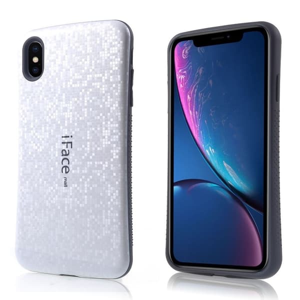 IFACE MALL iPhone Xs Max hybridfodral med mosaikmönster - Silver Silvergrå