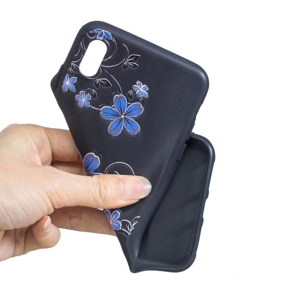 iPhone Xs Max mobilskal silikon tryckmönster - Vacker blomma Blå