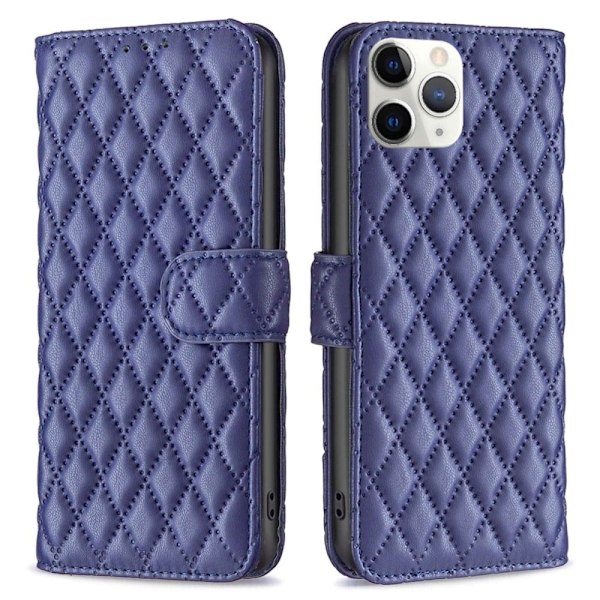 Rombemønster, matt flip-deksel for iPhone 11 Pro Max - Blå Blue