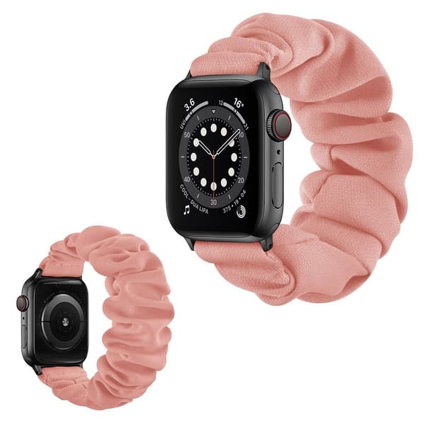 Apple Watch Series 6 / 5 40mm elastisk hårbånd stil urrem - Sort Stik / Lyserød / Størrelse: L Pink