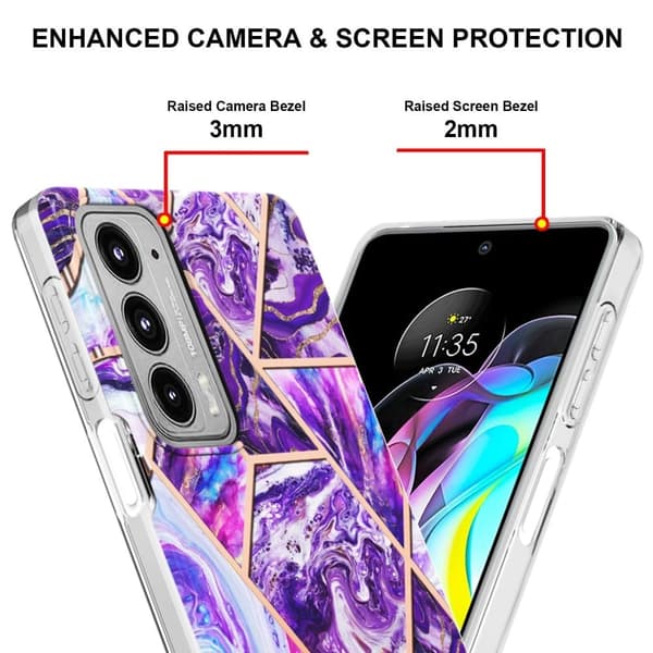 Marble Motorola Edge 20 Etui - Mørkelilla Purple