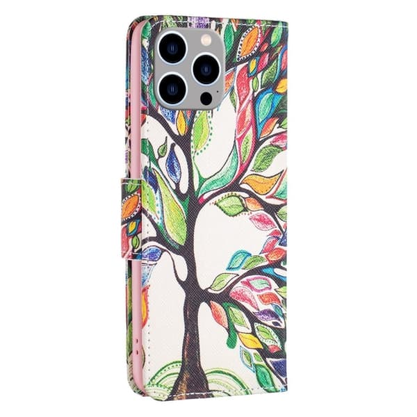 Wonderland iPhone 14 Pro Max flip kuoret - Elämän Puu Multicolor