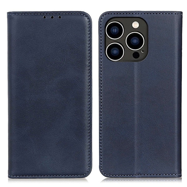 Äkta läder iPhone 14 Pro fodral - Blå Blå