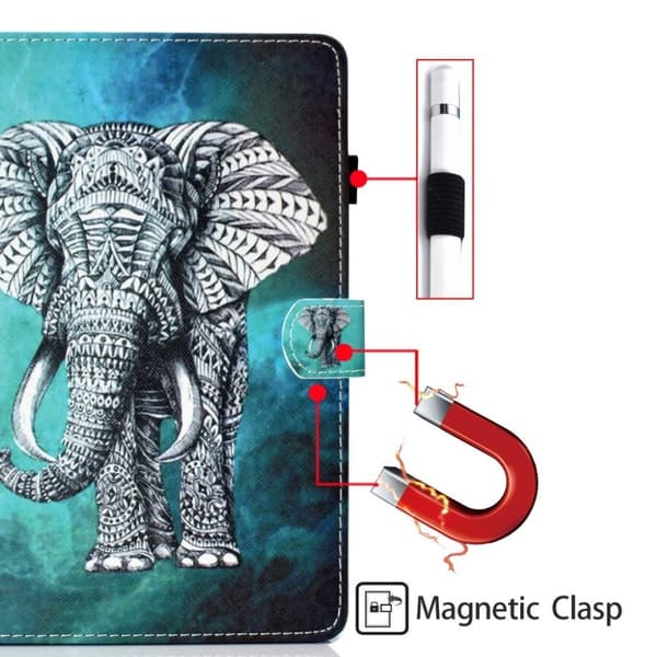 Samsung Galaxy Tab A7 10.4 (2020) cool mönster läder flip fodral - elefant Silvergrå