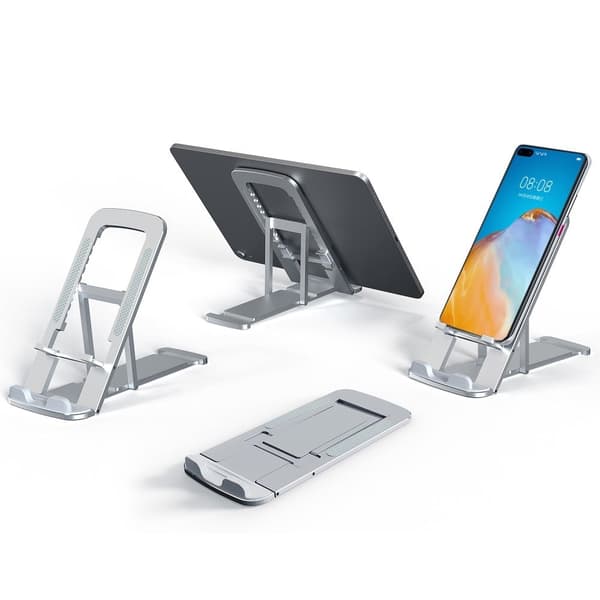 Universel foldbar holder til telefon og tablet i aluminium - Grå Silver grey