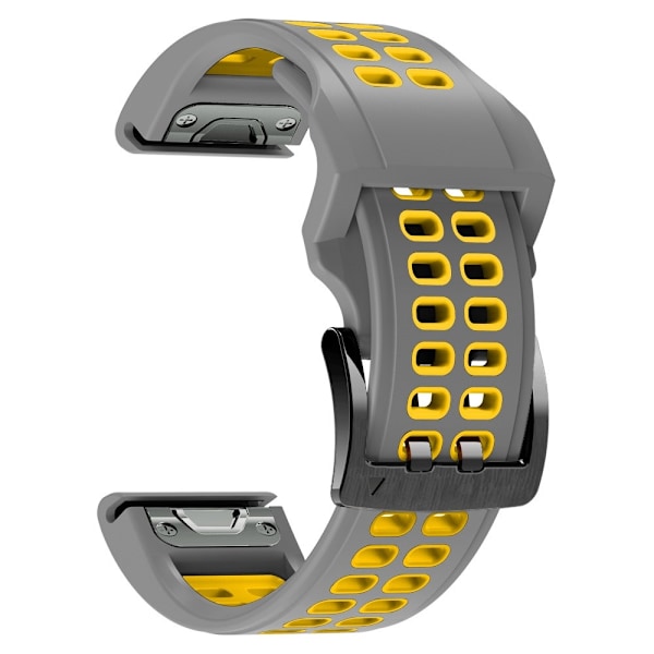 Garmin Fenix 7 tofarvet silikone-urrem - Grå / Gul Yellow