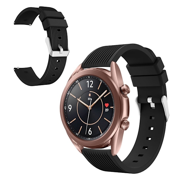 Samsung Galaxy Watch 3 (41mm) pinstriped silikone rem - sort Black