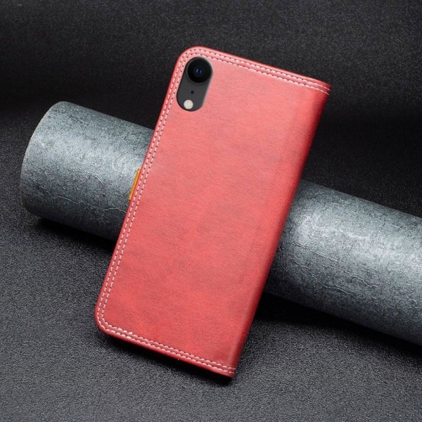 BINFEN to-farvet iPhone Xr læderetui - Rød Red