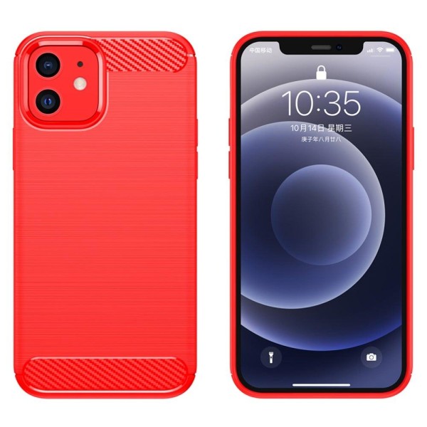 Carbon Flex Suojakotelo iPhone 12 / 12 Pro - Punainen Red