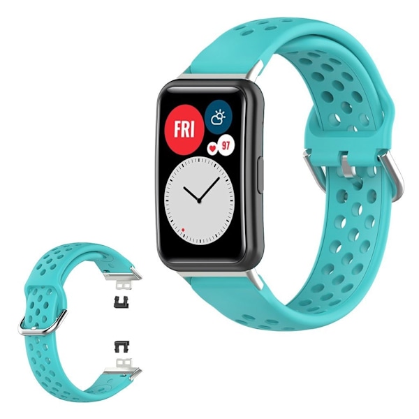 Huawei Watch Fit hulætset silikoneurrem - Cyan Green