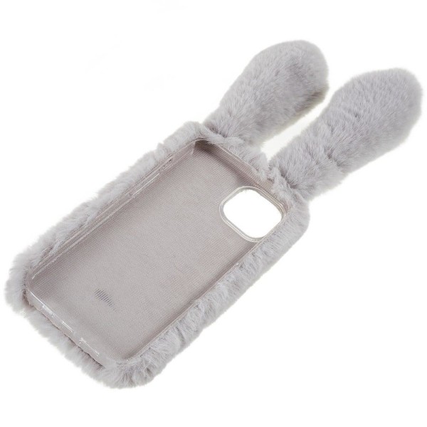 Fluffy Rabbit iPhone 14 Plus skal - Silver/Grå Silvergrå