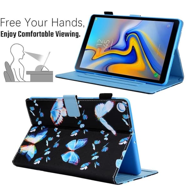 Samsung Galaxy Tab A 10.1 (2019) Elegant Mønstret Lær Flippetui - Blå Sommerfugl Blue