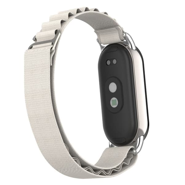 Xiaomi Smart Band 8 nylonrem med sølvstik - Stjernelys Silver grey