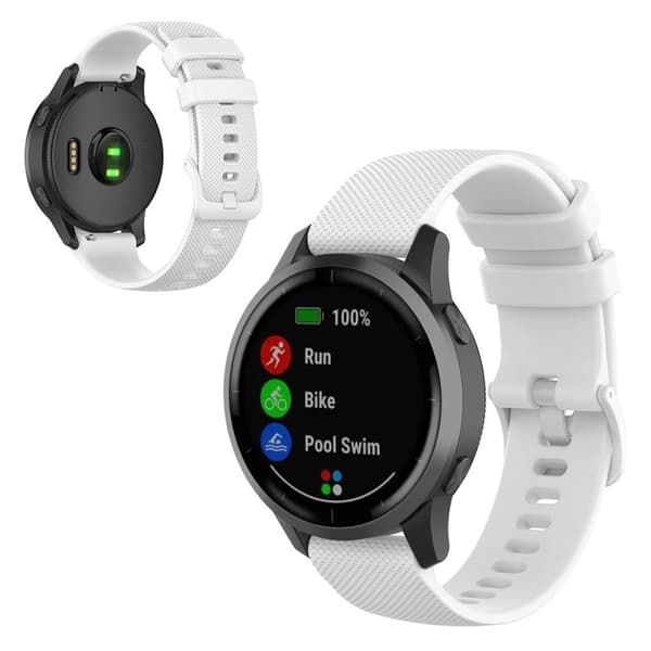 Garmin Vivoactive 4 grid texture silikoni ranneke - Valkoinen White