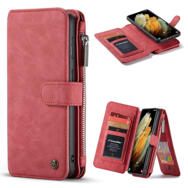 CaseMe Samsung Galaxy S21 Plus Retro lompakko - Punainen Red