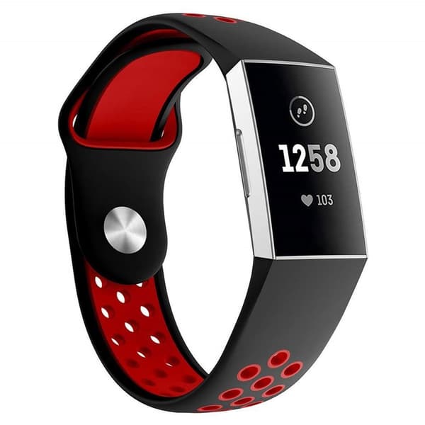 Fitbit Charge 3 kaksivärinen silikonikellonauha - Musta / Punainen Black