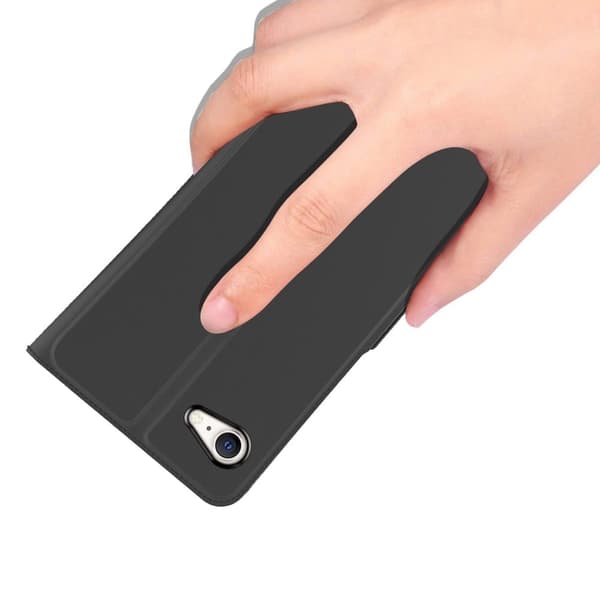 Glat og tyndt premium iPhone SE (2022) / iPhone SE 2020 / iPhone 7 læderetui - Sort Black