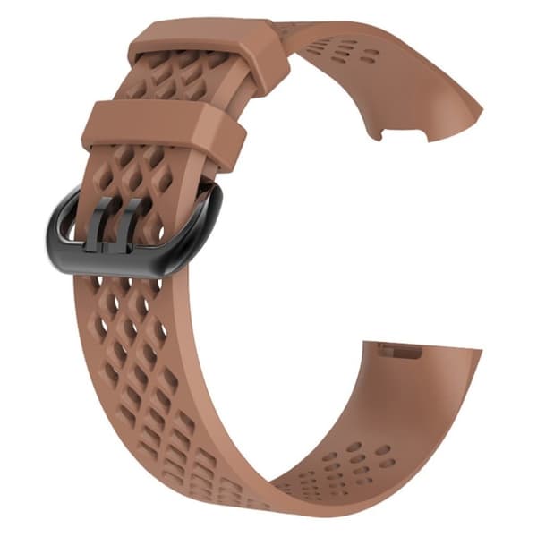 Fitbit Charge 3 erstatnings urrem i silikone med åndbare huller - Str S, Brun Brown