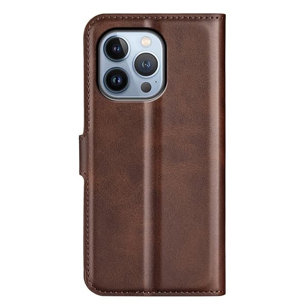 Hållbart konstläder iPhone 14 Pro Max fodral med plånbok - Brun Brun