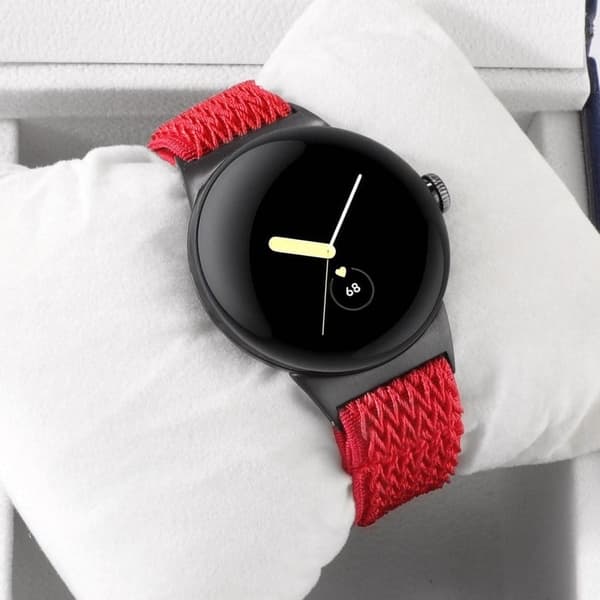 Google Pixel Watch 2 / Pixel Watch Nylonflätat klockarmband Wave handledsrem - Röd Röd