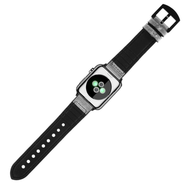 Apple Watch Series 5 44mm genuine leather silicone watch band - Silvergrå
