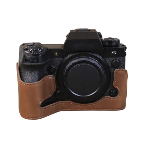 Fujifilm X-H2S halvdeksel i skinn - Kaffe Brown