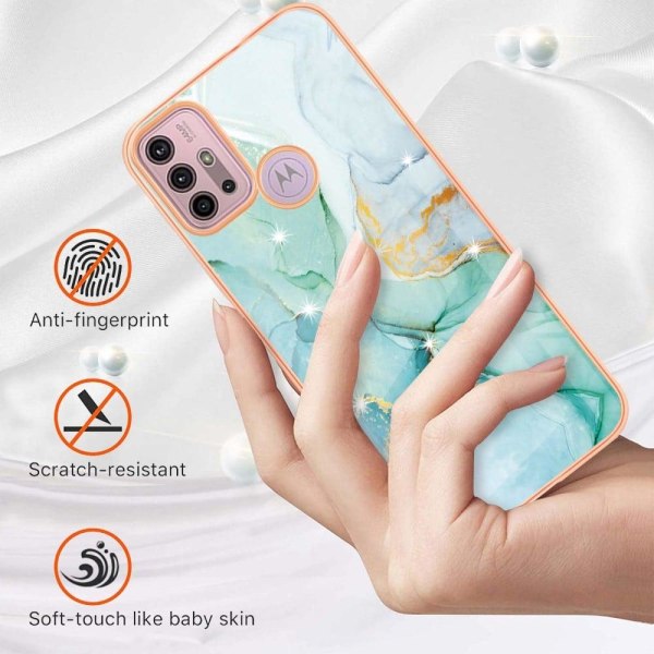 Marble Motorola Moto G20 / G30 / G10 Etui - Grøn Marmor Multicolor