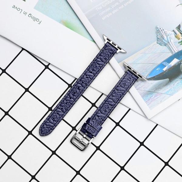 Apple Watch (41mm) klockarmband i äkta läder med vävd textur - Blå Blå