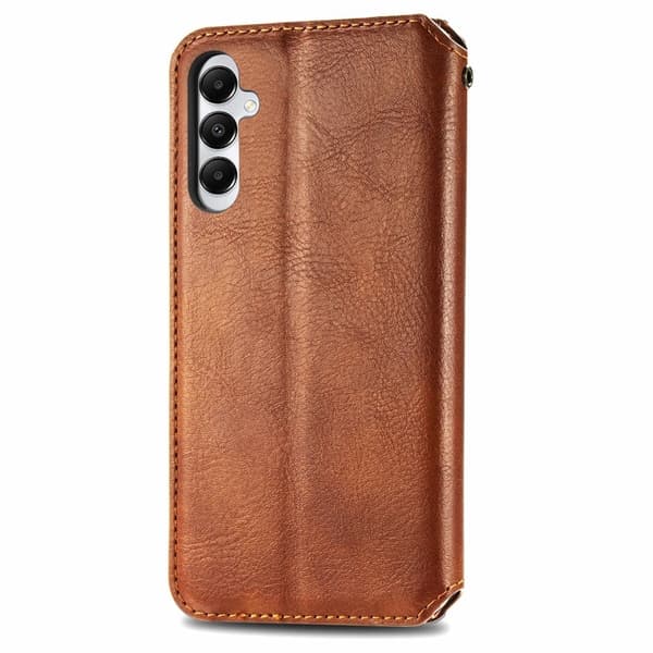 Läder Samsung Galaxy A05s fodral med romb-design - Brun Brun