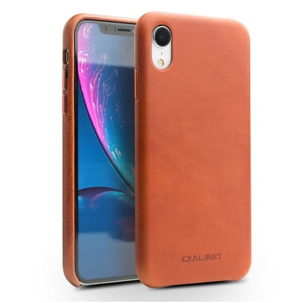 QIALINO iPhone Xr etui i ægte læder - Brun Brown