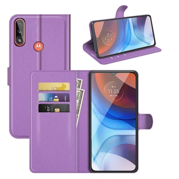 Classic Motorola Moto E7 Power Flip etui - Lilla Purple