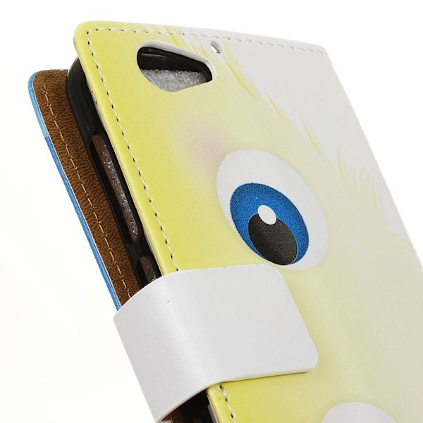 HTC A9s holdbart læder-etui m. kortholder - Blåt monster Blue