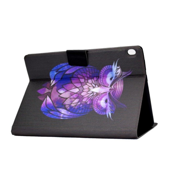 Lenovo Tab M10 pattern printing leather case - Purple Owl Lila