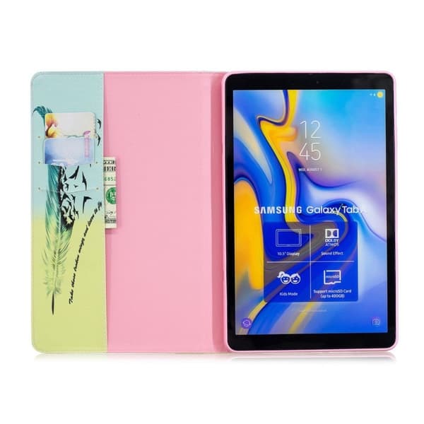 Samsung Galaxy Tab A 10.5 mönstrat flipfodral i läder - Fjädermönster multifärg