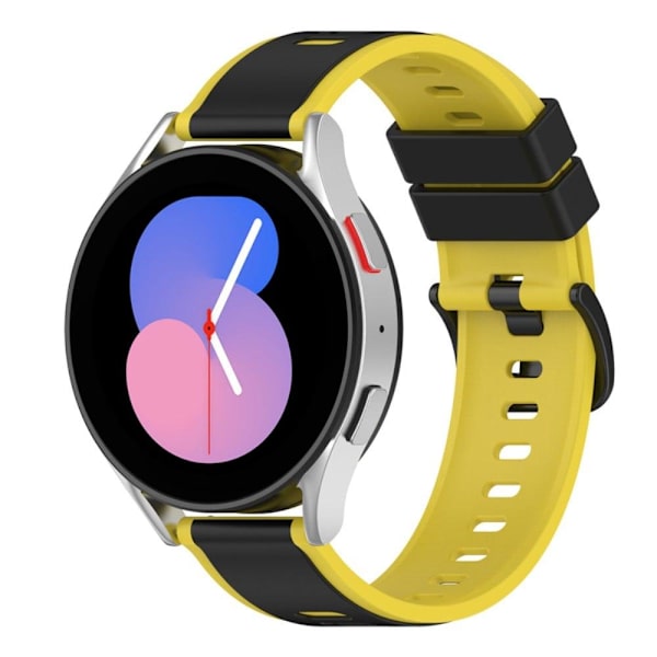 20 mm dobbeltfarvet silikoneurrem til Samsung-ur - Sort / Gul Yellow