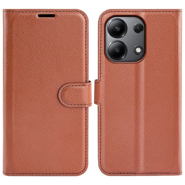 Klassisk Xiaomi Redmi Note 13 4G flip etui - Brun Brown