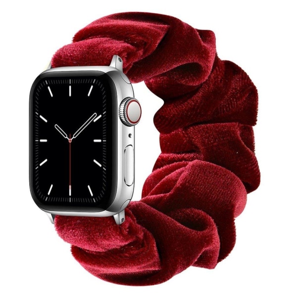 Apple Watch 42mm - 44mm elastic hairband style watch strap - Velvet + Wine Red / Size: S Röd