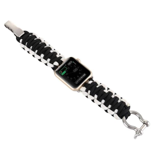 le Watch Series 4 44mm klockarmband med flätat rep - Svart / Vit multifärg