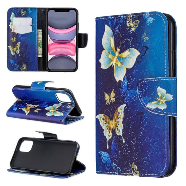 Wonderland iPhone 11 Veske - Gull sommerfugler Gold