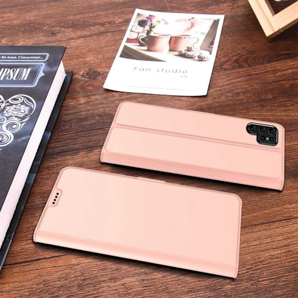Smidigt och tunt PU-läder Samsung Galaxy S21 Ultra 5G fodral - Rosa Rosa