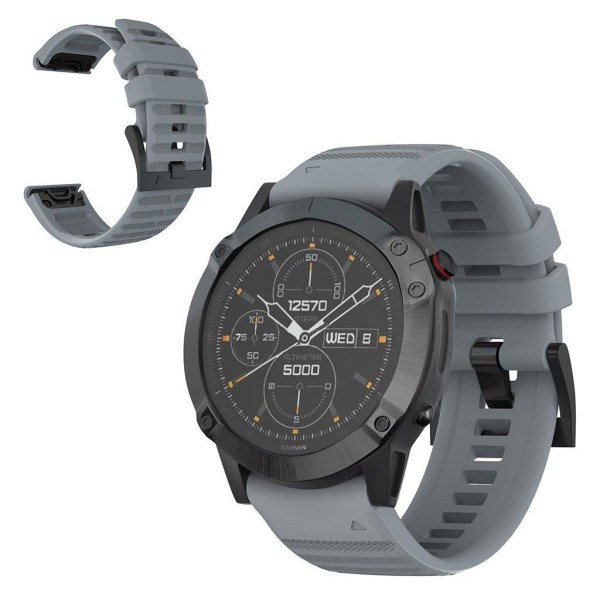 Garmin Fenix 6X Pro / 6X silicone watch band - Grey Silvergrå