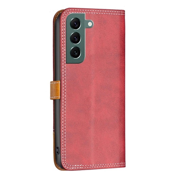 BINFEN kaksivärinen nahkakotelo Samsung Galaxy S22 Plus - Punainen Red