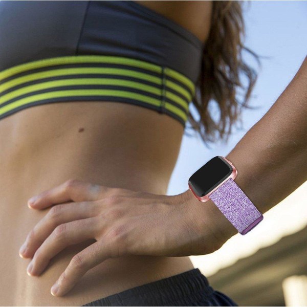 Fitbit Versa Klassinen Farkku Kangas Vaihdettava Kellon Ranneke Soljella - Violetti Purple