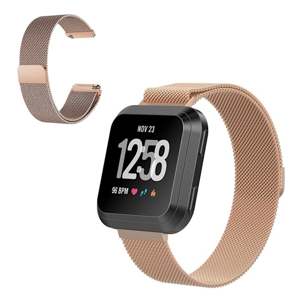 Fitbit Versa 3 kestävä ruostumattomasta teräksestä valmistettu ranneke - Ruusukulta Pink