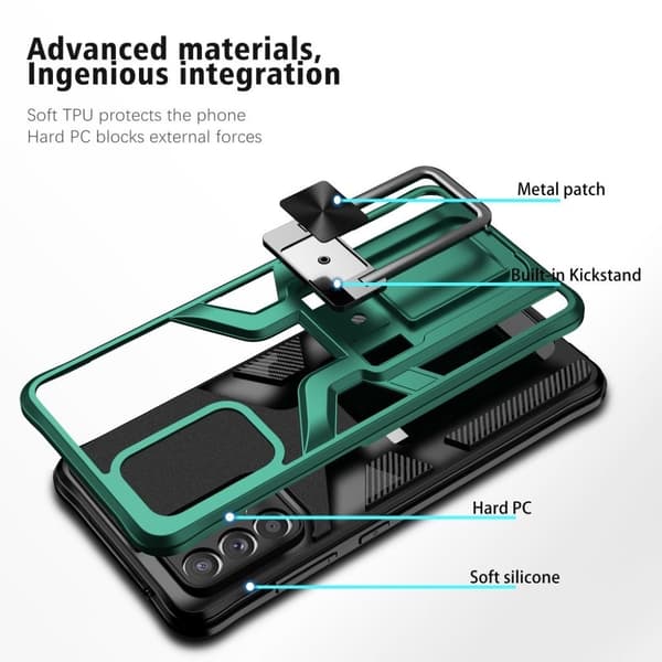 Støtsikker Hybrid Deksel med Kickstand til Samsung Galaxy A72 5G - Grønn Green