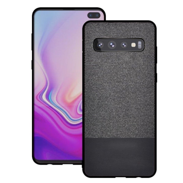 Samsung Galaxy S10 stof delt etui - Mørkegrå Silver grey