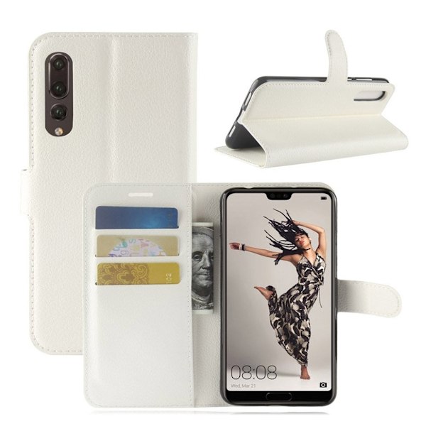 Huawei P20 Pro litchi tekstur PU læder flip etui - hvid White