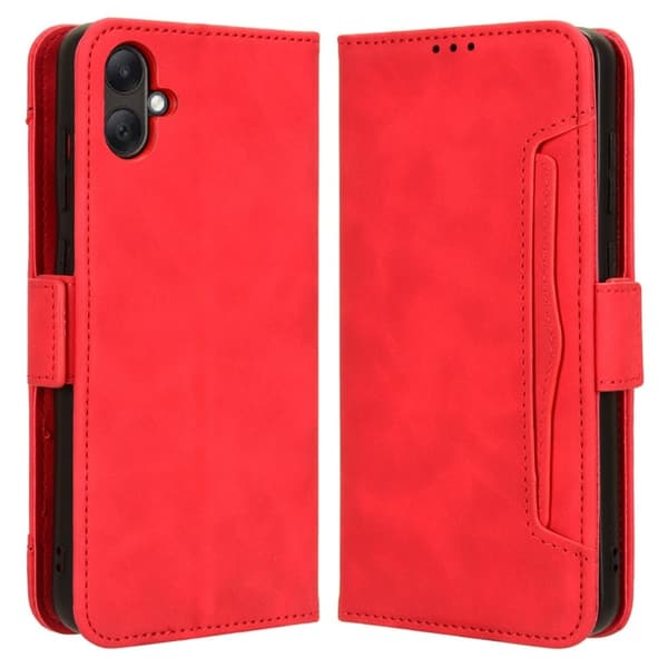 Stilfuldt Læder Etui med Pung til Samsung Galaxy A05 - Rød Red
