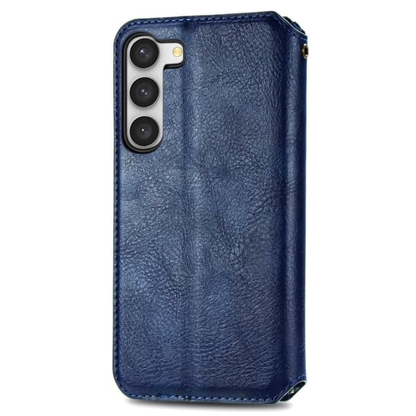 Læretui med A Stilfull Rhombus Imprint til Samsung Galaxy S23 - Blå Blue
